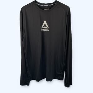 Reebok Performance Tee Long Sleeve Reflective LG Crew Neck Black